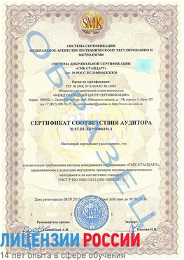 Образец сертификата соответствия аудитора №ST.RU.EXP.00006191-1 Тихорецк Сертификат ISO 50001