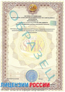 Образец сертификата соответствия (приложение) Тихорецк Сертификат ISO 13485